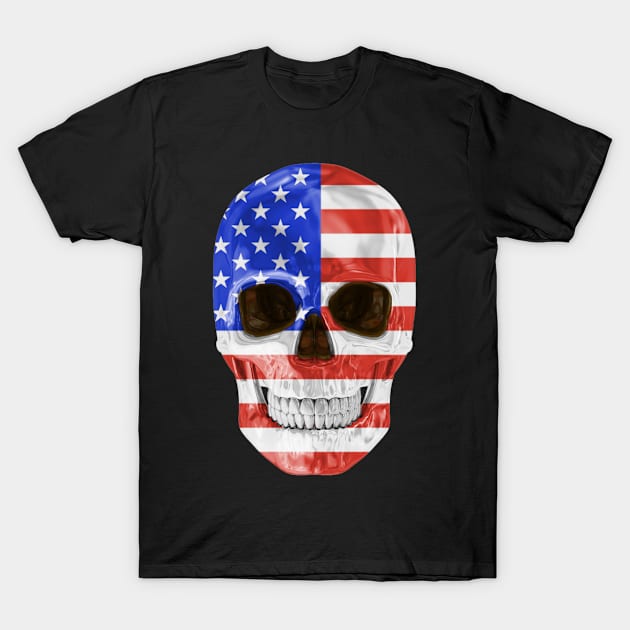 USA Flag Skull - Gift for American With Roots From USA T-Shirt by Country Flags